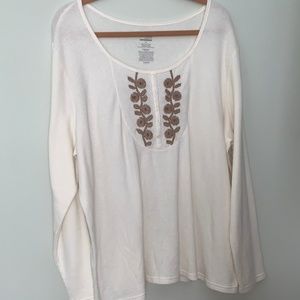 Cream thermal with floral bib